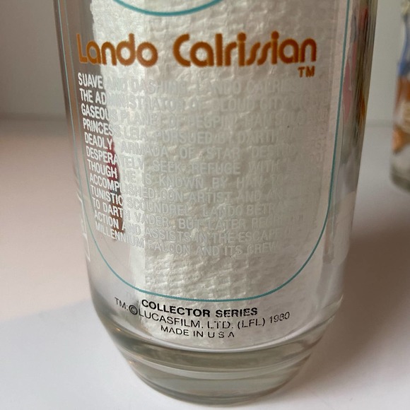 Star Wars Glass The Empire Strikes Back Lando Calrissian Burger King Coca Cola - Picture 7 of 7